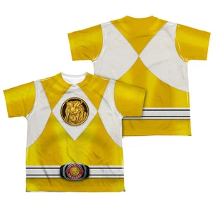 POWER RANGERS YELLOW EMBLEM COSTUME Kids Boys Girls Licensed Tee Shirt SM-XL  - Picture 1 of 3