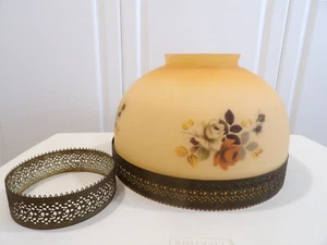Antique Parlor Library GWTW Burmese Style 14" Victorian Glass Shade~ROSES ROSES! - Picture 1 of 6