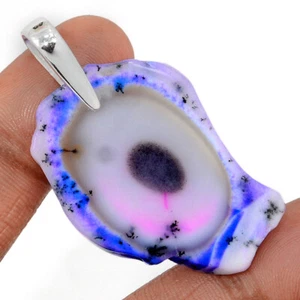 Treated Purple Dendritic Opal 925 Sterling Silver Pendant SH1C CP66644 - Picture 1 of 1