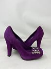 BCBG Eneration Purple Suede Heels W/ Silver Button Accents On The Front Size 7.5