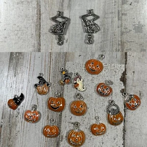 HALLOWEEN CHARMS LOT Witch Ghost Pumpkins 🎃 Silver Tone Pendant - Picture 1 of 8