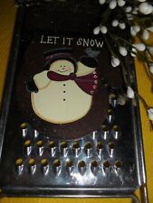 Mitten snowman white primitive pip berries country kitchen decorated grater