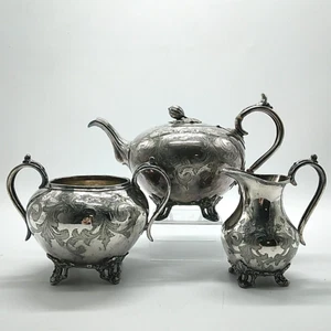 X3 Piece Tea Service - James Dixson & Sons Sheffield Silver Plated EPBM 71930 - Picture 1 of 24