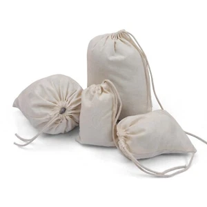 5 x 7 Inches 100% Cotton Reusable Storage Premium Quality Single Drawstring Bags - Picture 1 of 5