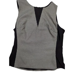 White House Black Market hounds tooth dart back zip up sleeveless top size 10 - Picture 1 of 12