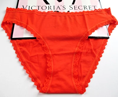 Braguita de bikini de algodón VICTORIA'S SECRET VS ribete de encaje S M L XL naranja salvaje nueva con etiquetas Foto 1 de 4
