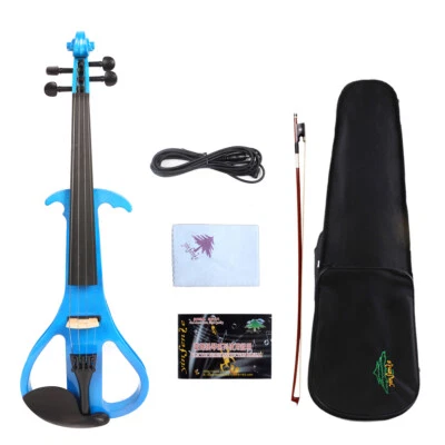 New Advanced Blue Electric Violin Silent 4/4 Free Case+Bow Nice Tone #EV3 - Image 1 of 4