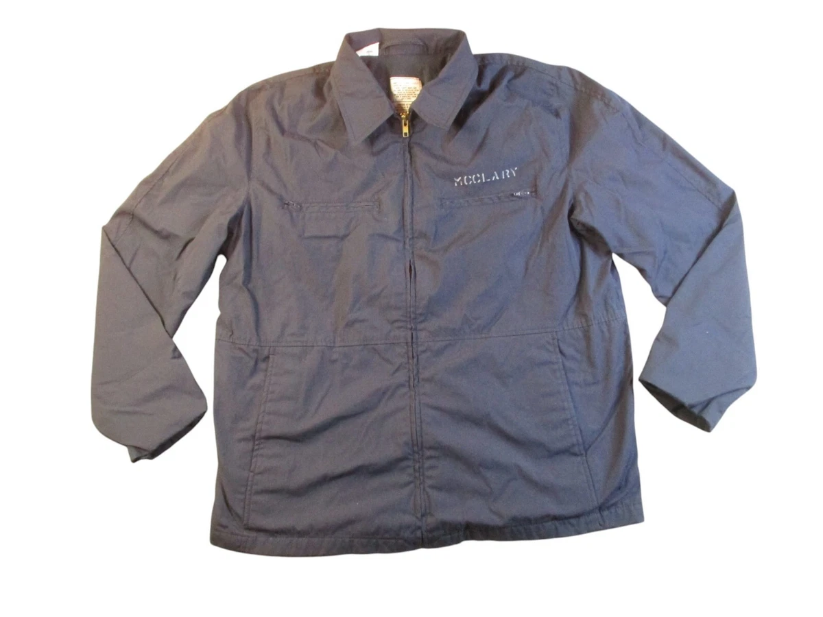 Vintage US Navy Jacket Mens 44L Blue 1970s Utility Deck Stencil