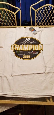 Kyle Busch Joe Gibbs racing Nascar 2019 Monster Energy Champion shirt L *decals* - Image 1 of 4