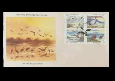 India 1994 Aves acuáticas en peligro de extinción Setenet bloque retirado FDC escaso raro  Foto 1 de 2