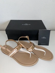 NEW Women's COACH Caterine Leather flat slingback Thong Sandals A00940 Sz 9.5 M - Picture 1 of 5