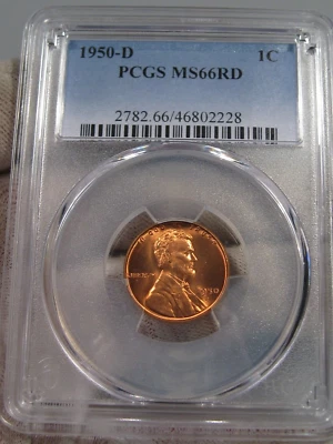 BU RED GEM 1950-d Lincoln Wheat Penny PCGS MS66 RD. #23 - Image 1 of 4