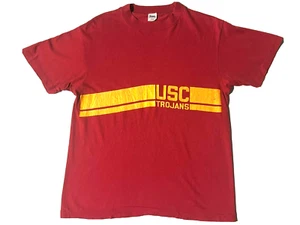Vtg USC TROJANS Shoreline Sportswear Tee T-shirt sz L Single Stitch 100% Cotton - Picture 1 of 12