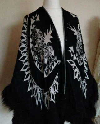 B/NEW RIVER ISLAND BLACK & WHITE FUR SWING COAT JACKET CAPE COMPLETELY SOLD-OUT  - Image 1 of 4