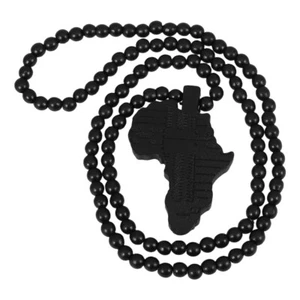 Collana unisex in legno stile tribale africano perline gioielli regalo - Foto 1 di 12