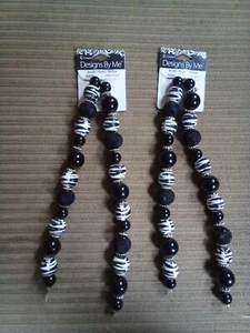 Bastelperlen Schmuckherstellung 4 schwarz-weiße Stränge Designs von mir - Bild 1 von 4