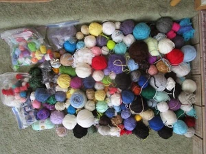 large lot of yarn balls mixed fibers colors and lengths for crafting knitting - Picture 1 of 1