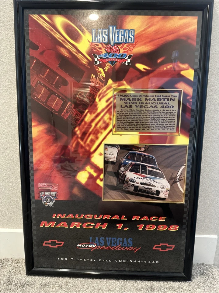 Mark Martin 98 Autographed Las Vegas 400 Win Uniquely Framed Rare One of a Kind - Image 1 of 4