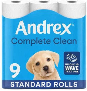 Andrex Complete Clean Toilettenpapier 9 Rollen (ehemals Andrex Classic Clean - Bild 1 von 5