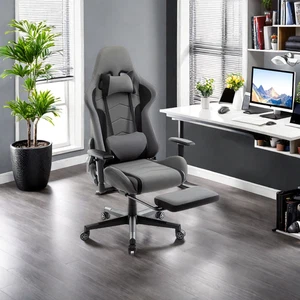 Fabric Gaming Chair Ergonomic High Back Racing Office Chair, Swivel Recliner - Picture 1 of 9
