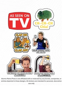 Como se ve en TV (6) ¡Hoja de pegatinas troqueladas de vinilo personalizadas publicidad retro años 90! - Imagen 1 de 1