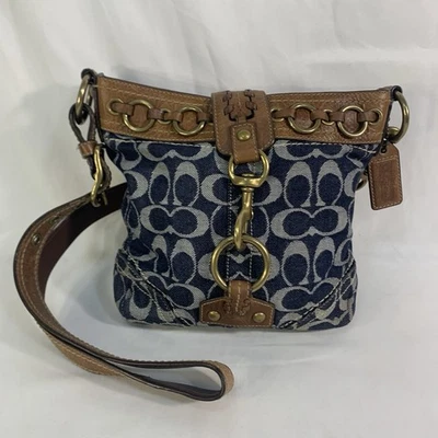 Bolso de Hombro COACH DE Colección Signature Denim & Vachetta Cuero 10405 Edición Limitada Foto 1 de 4