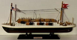 Titanic Wooden Model Cruise Ship 7” x 13” Four funnel stacks need re-gluing - Picture 1 of 11