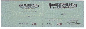 Circa 1920 Morristown & Erie RR Unused round trip Ticket [bc - Picture 1 of 2