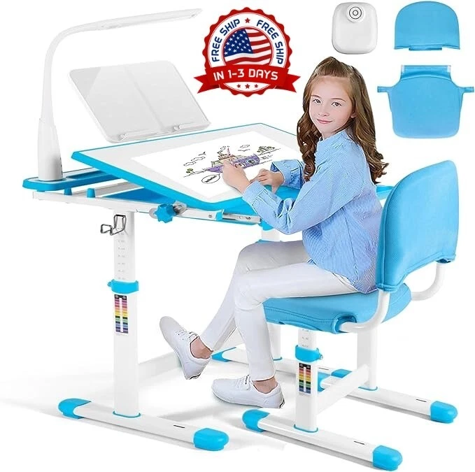 Juego de escritorio y silla para ninos niños para computadora estúdio con luzNOVO - Imagem 1 de 4