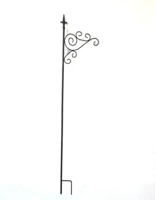 Garten Laternenstab Haken aus Metall schwarz Rost Gartenstab H180 B40cm 031387BP - Bild 1 von 4