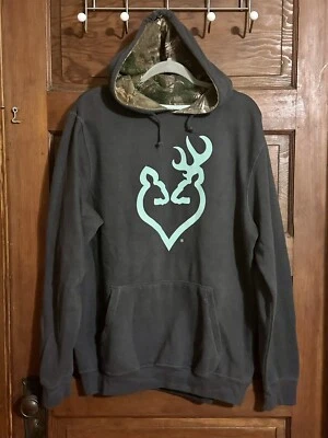 Sudadera con Capucha Browning Gris Oscuro/Verde azulado/Camuflaje Corazón de Ciervo ~ Para Mujer Talla XL Foto 1 de 4