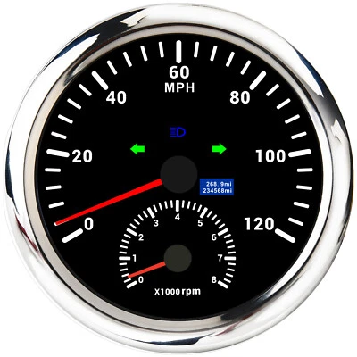 110mm GPS Speedometer 120MPH with Tachometer 8000RPM Gauge for Boat Car Truck  - Image 1 of 4