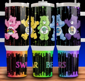 Swear Bears - 80s Bears Funny Rainbow Gradient Cup Mug Tumbler 40oz - Picture 1 of 3