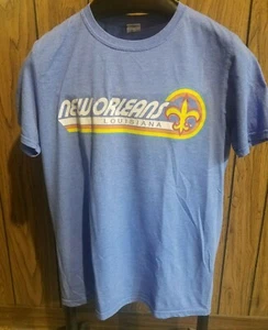 vintage New Orleans shirt 80s blue short sleeve medium - Picture 1 of 4