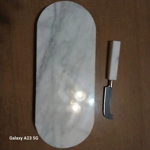 Vintage Jan-Mor Justen Marble Cheese Board Tray and Knife Set - Picture 1 of 6