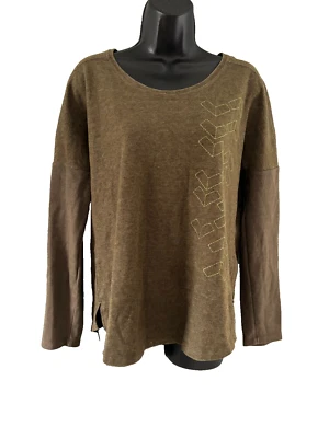 Columbia Mujer Manga Larga Verde Bordado Frontal Sudadera Top Mediana Foto 1 de 4