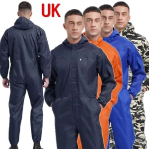 UK Men's Work Overalls One Piece Mechanics Workwear Front Half Zipper Jumpsuit - Picture 1 of 58