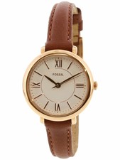 NEW FOSSIL Jaqueline Brown Leather Rose Gold Tone Stainless WATCH ES4412