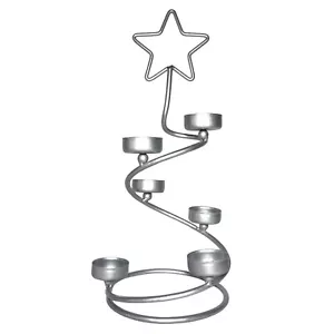 International Silver Co. 6 Tea Light Candles Holder Swirled Christmas Tree Star - Picture 1 of 11