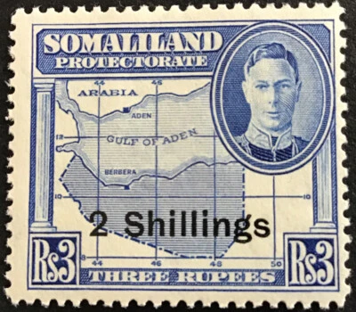 Somaliland George VI  1951 2/- on 3R Bright Blue SG134 C/V £17.00  in 2018 - Image 1 of 2
