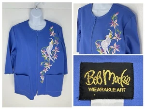 Giacca uccellino Bob Mackie indossabile arte ricamata taglia media pappagallo cacatua - Foto 1 di 13