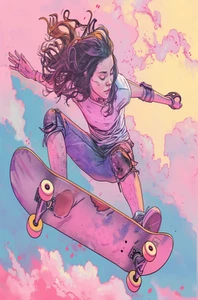 TARJETA DE FELICITACIÓN DE CUMPLEAÑOS 5,5X4,25 Sobre PATINETA NIÑA FIESTA ENVÍO GRATUITO - Imagen 1 de 1