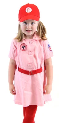 Girls League of Their Own Rockford Peaches Pink Baseball Dress Halloween Costume - Image 1 of 4