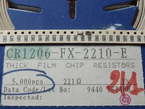 100x Résistance CMS SMD 1206 221R 1% 1/4W Bourns CR1206 - Imagen 1 de 1