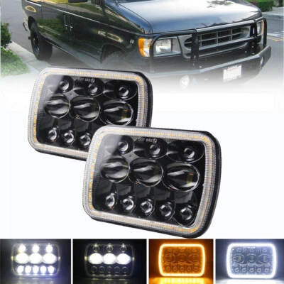 5x7'' 7x6'' LED Headlight Hi-Lo Combo Beam Halo DRL For Jeep Cherokee Chevrolet Foto 1 de 4