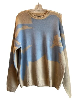 ASOS Design Men’s Size L Relaxed Knitted Sweater In Blue Floral Detail - Image 1 of 4