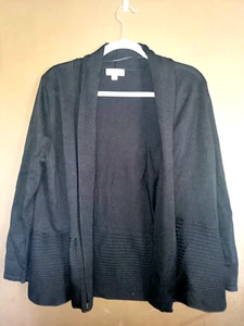Studio Works Women's Open Cardigan Black Petite XL - Picture 1 of 4