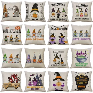 Halloween Decorations Pillowcases Gnomes Trick Or Treat Pumpkin Cushion Cover - Picture 1 of 21