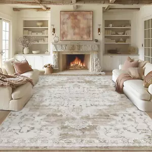 Area Rugs 9X12 Living Room: Lagre Vintage Living Room Rug with Non-Slip Backing - Picture 1 of 12