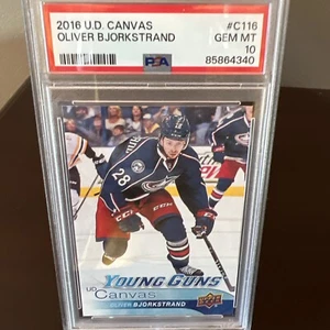 2016-17 Upper Deck UD lona pistolas jóvenes Oliver Bjorkstrand #C116 PSA 10 - Imagen 1 de 3